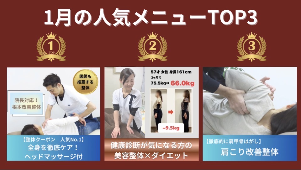 1月の当院人気メニューTOP3！
